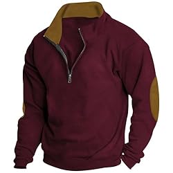 Mens Quarter Zip Pullover Vintage Fashion Long
