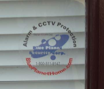 Alarm Decal CCTV Security Window Sticker, Alarm Sign, Security Warning Label, Blue Planet Security Corp.