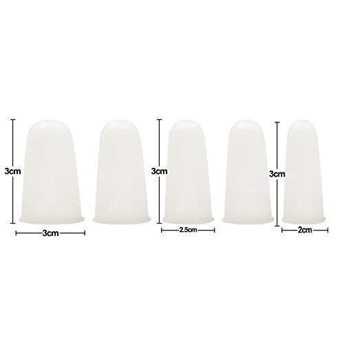 Quable 10 Pieces Silicone Gel Finger Protector, Finger Sleeves Great For Glue/Craft/Sewist/Wax/Rosin/Resin/Honey/Adhesives/Finger Cracking/Sport games (White) - Thumbnail 4