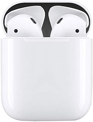 ALOVEMO 4PCS Metal Dust Guard Protective Shell Skin Sticker for Apple Airpods Earphone (Black)