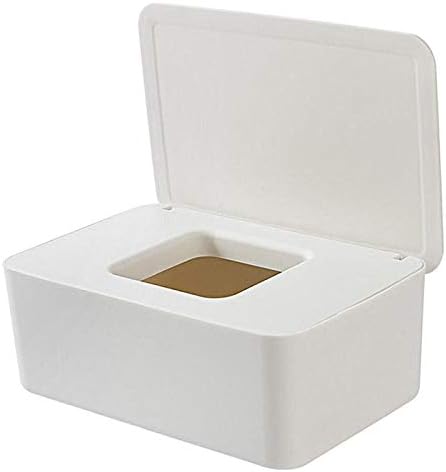LEFUYAN Wipes Dispenser, Dustproof Tissue Storage Box Case Wet Wipes Dispenser Holder with Lid for Home Office Desk (White)