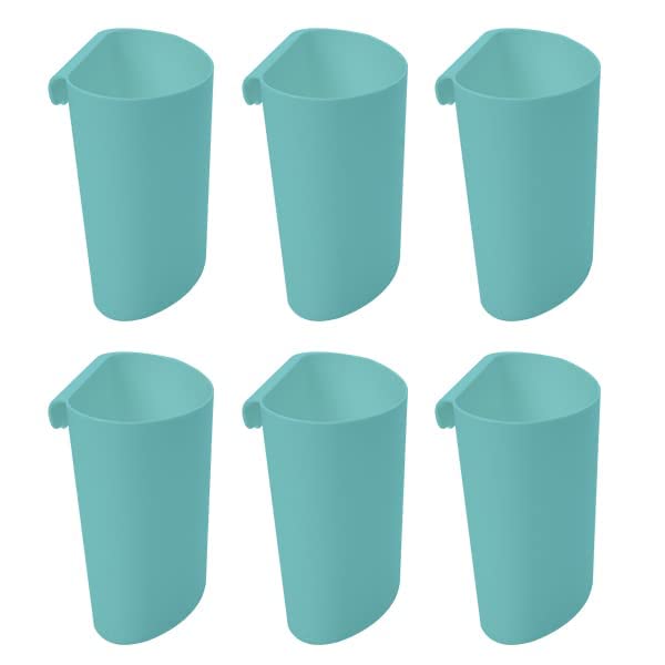 JAKAGO Hanging Cups For Storage Trolley & Cutlery Rack, 6-Pack Storage Small Hanging Cup Holder, Multifunctional Removable Cart Accessories (Teal)