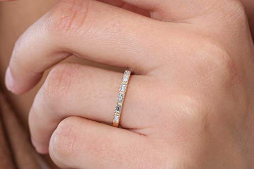 YJLEEX Half Eternity Bands 925 Silver Ring Comfort Fit Size 7