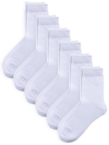 COTTON DAY Unisex Little Kids Youth Boys Girls Soft Cotton Crew Dress Socks Seamless Toe Black White Gray Navy 6 Pack
