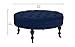 Divano Roma Furniture - Round Tufted Microfiber Coffee Table with Casters, Ottoman with Wheels (Navy)