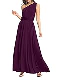 Clothink Women Dark Purple Convertible Wrap Self-tie Waist Maxi Dress M