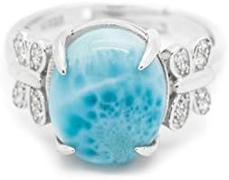 Classic Oval Cut Blue Ring with a Larimar Stone