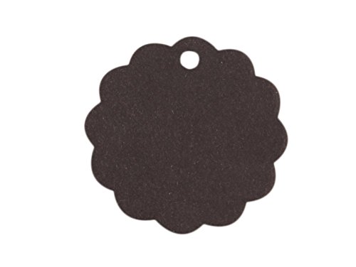 100Pcs Kraft Paper Gift Tags Wedding Party Favor Label Wine Decor Price Gift Card Price Label Round Flower Scalloped Black