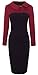 HOMEYEE® Women's Retro Chic Colorblock Lapel Career Tunic Dress B238 (L, Red)