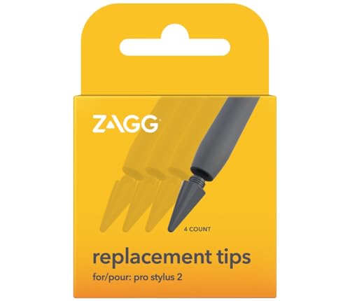 ZAGG Lot de 4 Stylets Pro Stylus 2 pour iPad, Pointes de Rechange, iPad post-2018, Gris