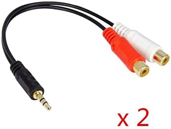 Elanx 3.5mm Male to 2RCA Female Jack Stereo Audio Y Adapter Cable, 24K Gold Plated for HDTV, XBOX 360, CD/DVD Player, Speakers, Smartphones, MP3, DPA, Tablets, Amazon Echo, (2 Pack)