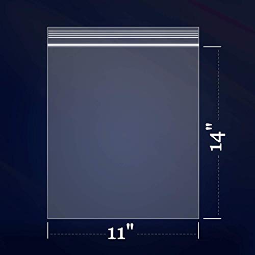 100 Count - 11" x 14", 2 Mil Clear Plastic Reclosable Zip Poly Bags with Resealable Lock Seal Zipper for Prints, Photos, Documents, Clothing, T-Shirt