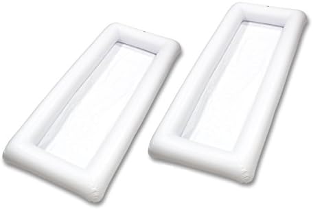 Mr BiGz 2 PCS Inflatable Serving Salad Bar Tray Food Drink Holder -- BBQ Picnic Pool Party Buffet Luau Cooler With Drain Plug (White)