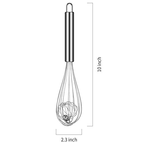 2 Pieces 10 Inch Double Balloon Stainless Steel Whisk with Ball