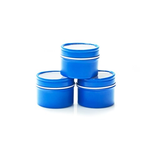 Mimi Pack 1 oz Deep Round Clear Window Tin Slip Top Lid For Salves, Favors, Spices, Balms, Candles, Gifts Limited Run Series 24 Pack (Blue)