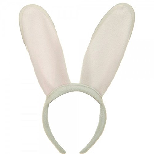White & Pink Bunny Ears Headband with Fluffy Tail