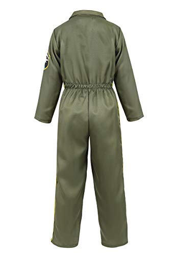 Kids Pilot Costume Flight Suit Air Force Jumpsuit Top Gun Costume for Boys Girls Toddlers ArmyGreen, XL