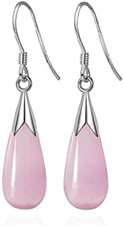 Sterling Silver Water-drop Shape Opal Earrings,Two Colors,A Good Choice Of Gift For Lover , Friend,Relative. (Pink)