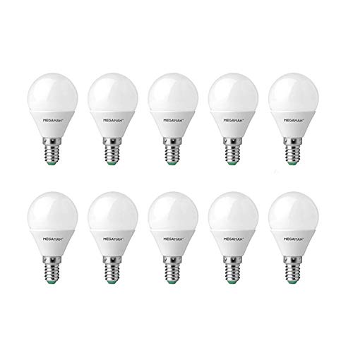 MEGAMAN LED 10 Pack 3.5W Warm White SES E14 Golf Ball None DIMMABLE MINI Globe LAMP 2800K - 250 Lumen 15000 Hours Life - 10 Pack 143390