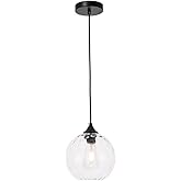 Living District Cashel 1-Light Metal & Glass Pendant in Black/Clear