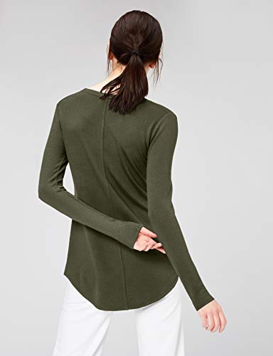 AMAZON ESSENTIALS WOMEN’S SUPERSOFT TERRY REGULAR-FIT LONG-SLEEVE SHIRTTAIL HEM SHIRT (PREVIOUSLY DAILY RITUAL), OLIVE, X-SMALL