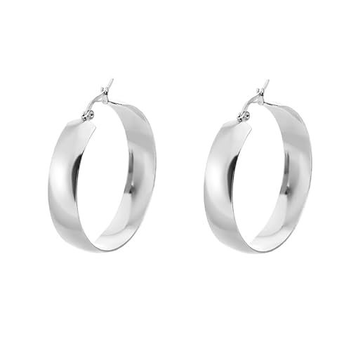 Tivleed 30mm Hypoallergenic Silver Hoop Earrings for Women - Lightweight, Elegant Chunky Hoops, Gift for Daily & Special Occasions