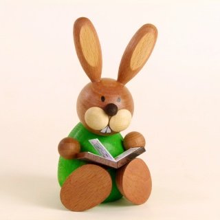 Osterhase sitzend mit Buch Höhe ca 11 cm NEU Osterdeko Osterfigur