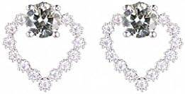 HONGYE JEWELRY Women's Open Heart Post Created Diamond Crystal Cubic Zirconia Stud Earrings