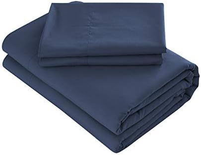 Prime Bedding Bed Sheets - 4 Piece California King Sheets, Deep Pocket Fitted Sheet, Flat Sheet, Pillow Cases - Navy