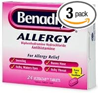 Amazon Com Benadryl Allergy Diphenhydramine Hydrochloride Antihistamine Ultratab Tablets 24 Count Pack Of 3 Health Personal Care