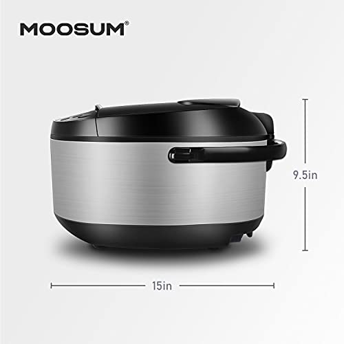 MOOSUM Electric Rice Cooker 10 Cups With Steamer Stainless Steel Asian