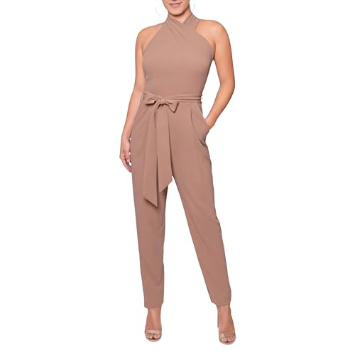 RACHEL Rachel Roy Women's Harland Elegant Sleeveless Belted Halter Straight Leg…