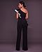 Women Sexy One Shoulder Ruffle Sleeve Wide Leg Long Pants Jumpsuits Rompers Black, X-large