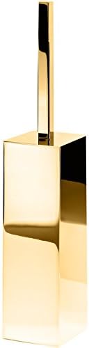 DWBA Free Standing Square Brass Toilet Bowl Brush Holder Set Cleaner W/Lid (Polished Gold)