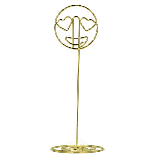 LOSTRONAUT Place Card Holders Table Number Holder - Picture Holder Stand | 20 Pack Heart Eyes Emoji Number Stands for Wedding, Business Card Display, Reserved Sign, Photo Display, Memo Clip (Gold)
