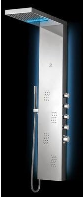Nezza NLP-005-001-CH Wave LED Shower Panel with Hand shower, Waterfall and Four Body Jets Finish, Brushed Nickel