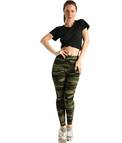 XH.Easy Go CAMO Green Leggings Pant Woman-Soft Army Pattern Tummy Control high Waisted Workout Leggings Yoga Pant for Woman(Army Green, one Size)