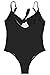 ESONLAR Women's Tie up Knot Front V Neck One Piece Swimwear Bathing Suit