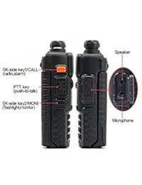 BaoFeng UV 5R UHF VHF Radio de dos vías Walkie Talkie bidireccional con 5 auriculares + 1 cable de programación, paquete de 5