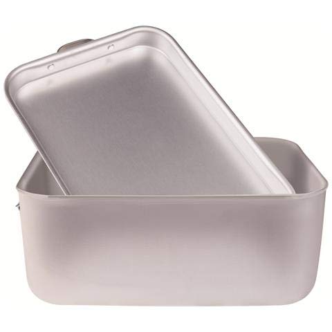 Pentole Agnelli ALMA177B40 Professional Aluminium 3 Mm. Rectangular Roasting Pan with Lid, Length 40 Cm, Silver