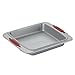 Cake Boss Deluxe Nonstick Bakeware 9-Inch Square Cake Pan, Gray with Red Silicone Grips