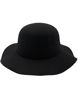Solid Color Wave Wide Brim Felt Panama Jazz Cap Womens Dome Bowler Hat