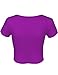 Cute Soft Slim Fitted Short Sleeve Scoop Neck Crop Tops 097-Purple US L