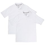 French Toast Big Boys' Short Sleeve Pique Polo-2 Pack, White, XL