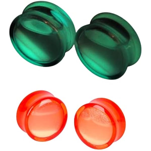 Orange Pebble Ohr Piercing Plug - Pyrex Glas Doppel Ausgestellt 6-16mm