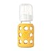Lifefactory 4-Ounce BPA-Free Glass Baby Bottle with Protective Silicone Sleeve and Stage 1 Nipple, Yellow
