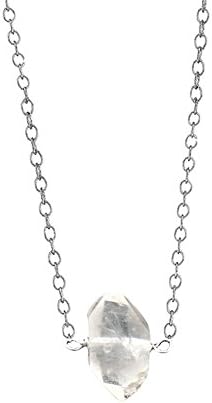 Sterling Silver Rough Herkimer Diamond Pendant Necklace 16"+2"