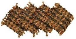 Green Jute Plaid Coaster set of 4 4x4"