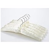 LUXEHOME Satin Padded Hangers for Delicate Wedding Dresses; Silk Hangers with Anti-Rust Heavy Duty Swiveling Chrome Hook for Winter Sweaters, Coats, Suit, Ivory White, Pack of 5