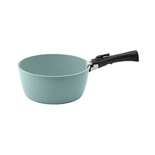 JadeCook Batería de Cocina Antiadherente 5 Piezas con Mango Removible Jade Smart, Sartenes y Cacerola Apilables, Apta para Gas y Eléctrica